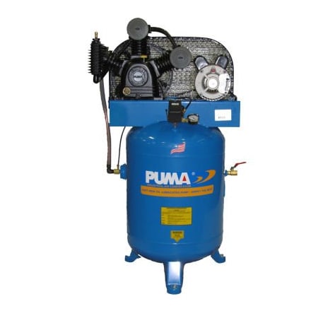 Puma Puma TE-5040V, 5 HP, Two-Stage Compressor, 40 Gallon, Vertical, 175 PSI, 14 CFM, 1-Phase 208-230V TE-5040V